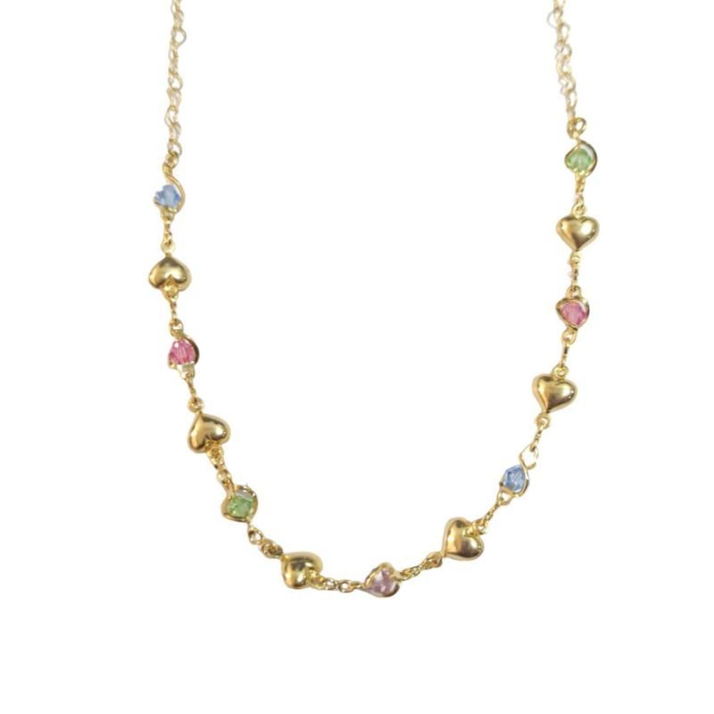 Choker Corações E Pedras Coloridas