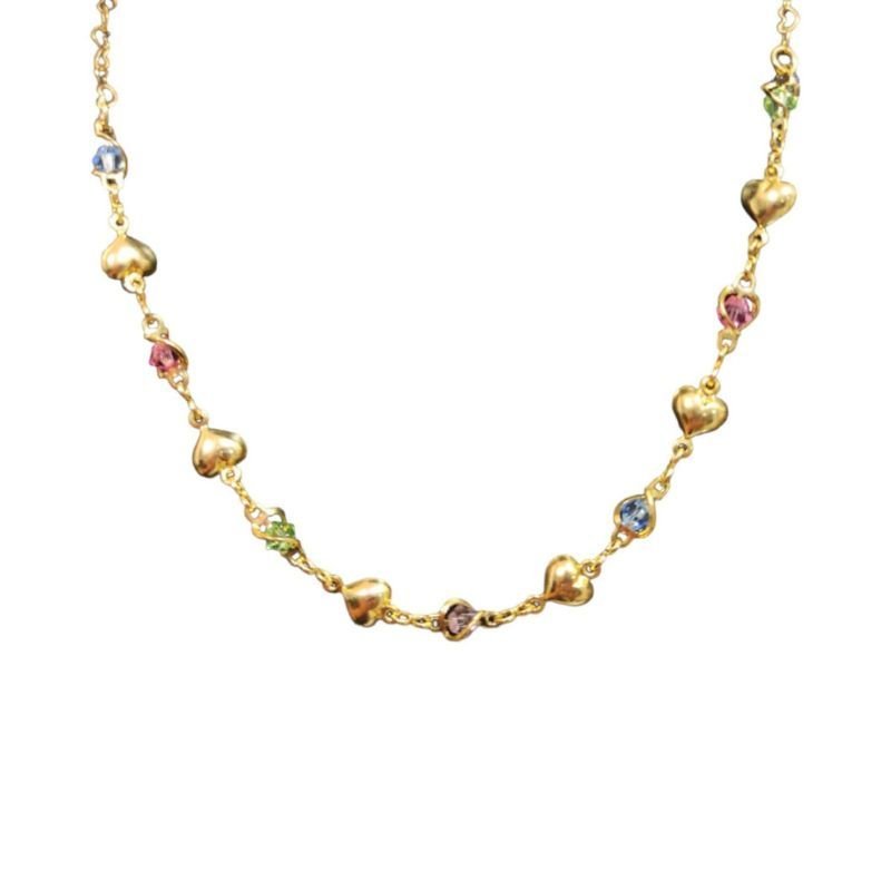 Choker Corações E Pedras Coloridas
